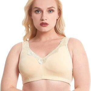 Elegant Cream Lace Trim Bra